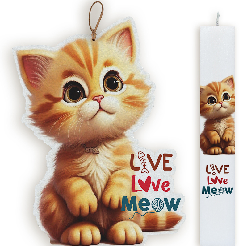 Πασχαλινή Λαμπάδα με Καδράκι Γατάκι 